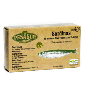 Sardinas 3/4 piezas en Aceite de Oliva Virgen Extra Ecológico 120gr